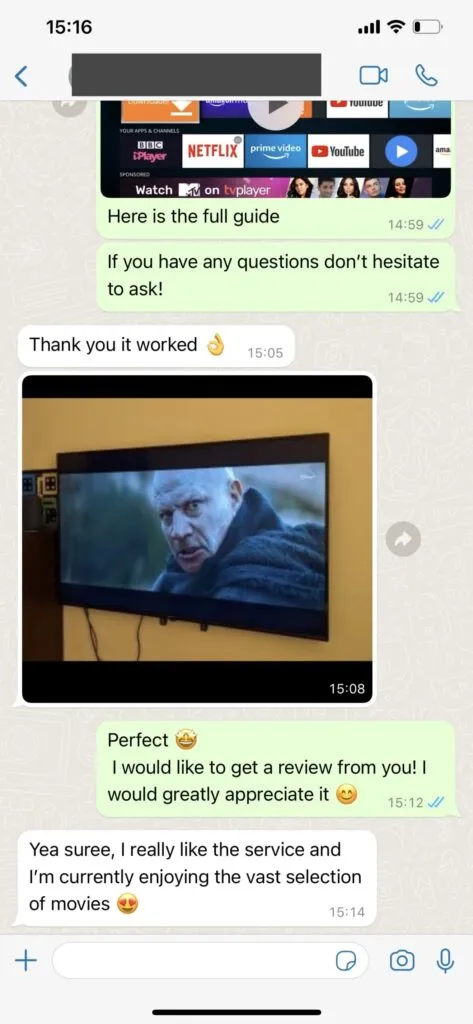 Helix IPTV user WhatsApp experience review 1