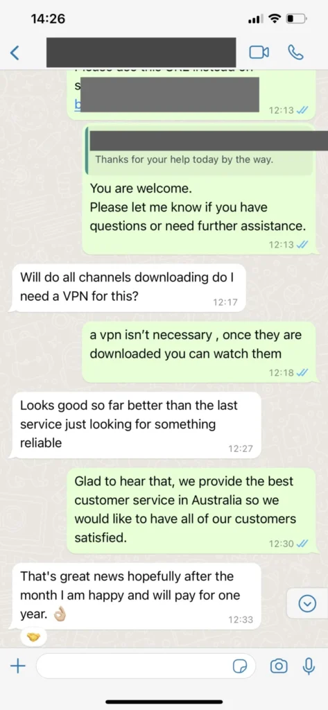 Helix IPTV user WhatsApp experience review 3